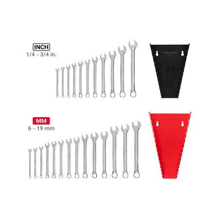 Tekton Combination Wrench Set with Rack, 25-Piece (1/4-3/4 in., 6-19 mm) WCB91303